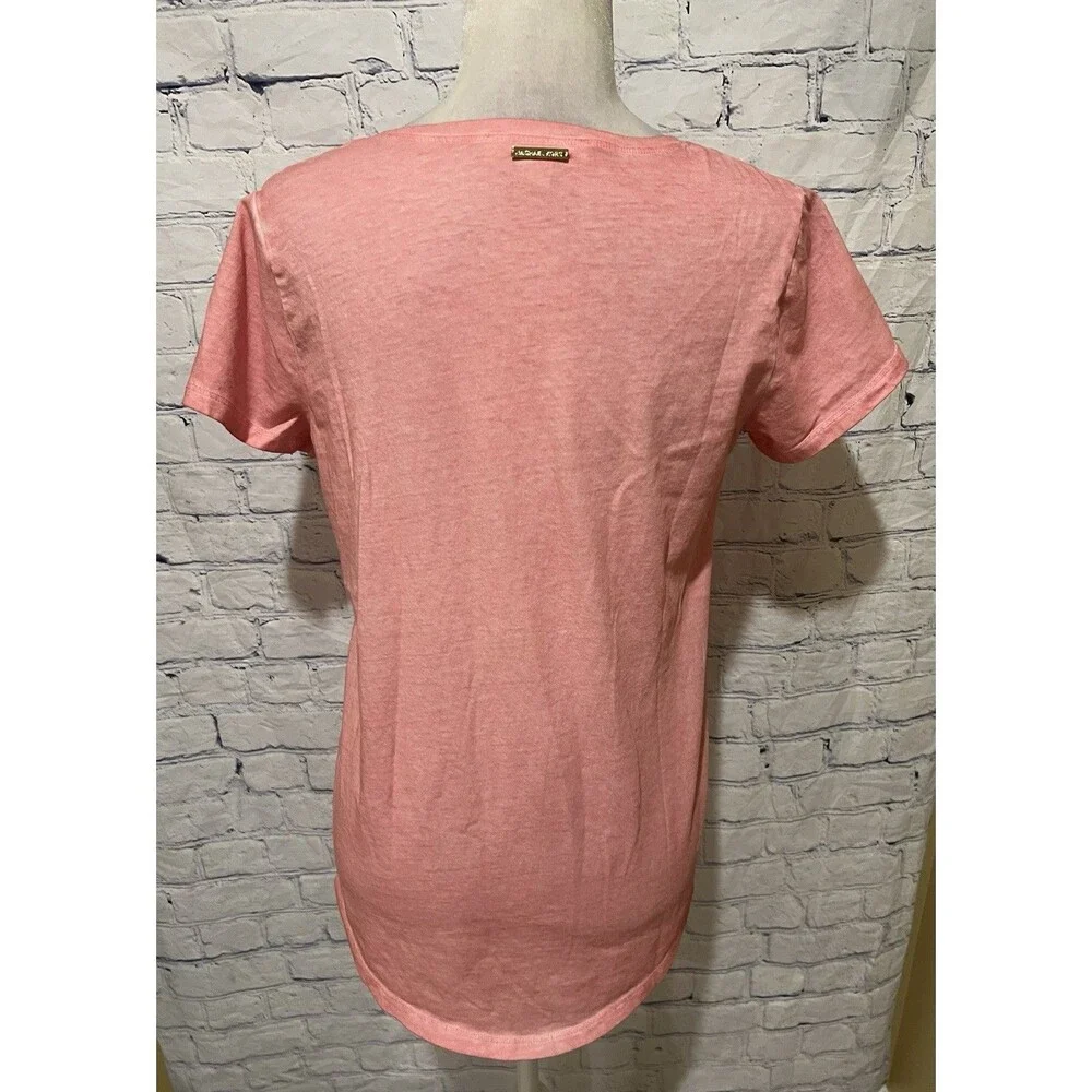 Michael Kors Women's V-Neck Pink Cotton T Shirt - Size Small